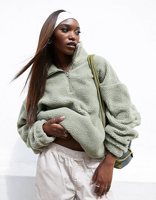 

Оверсайз-молния боргового цвета с выгоранием ASOS DESIGN Weekend Collective темно-зеленого цвета, Зеленый
