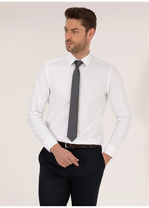 

Обычная белая мужская рубашка Slim Fit с классическим воротником MYRAT Pierre Cardin, белый