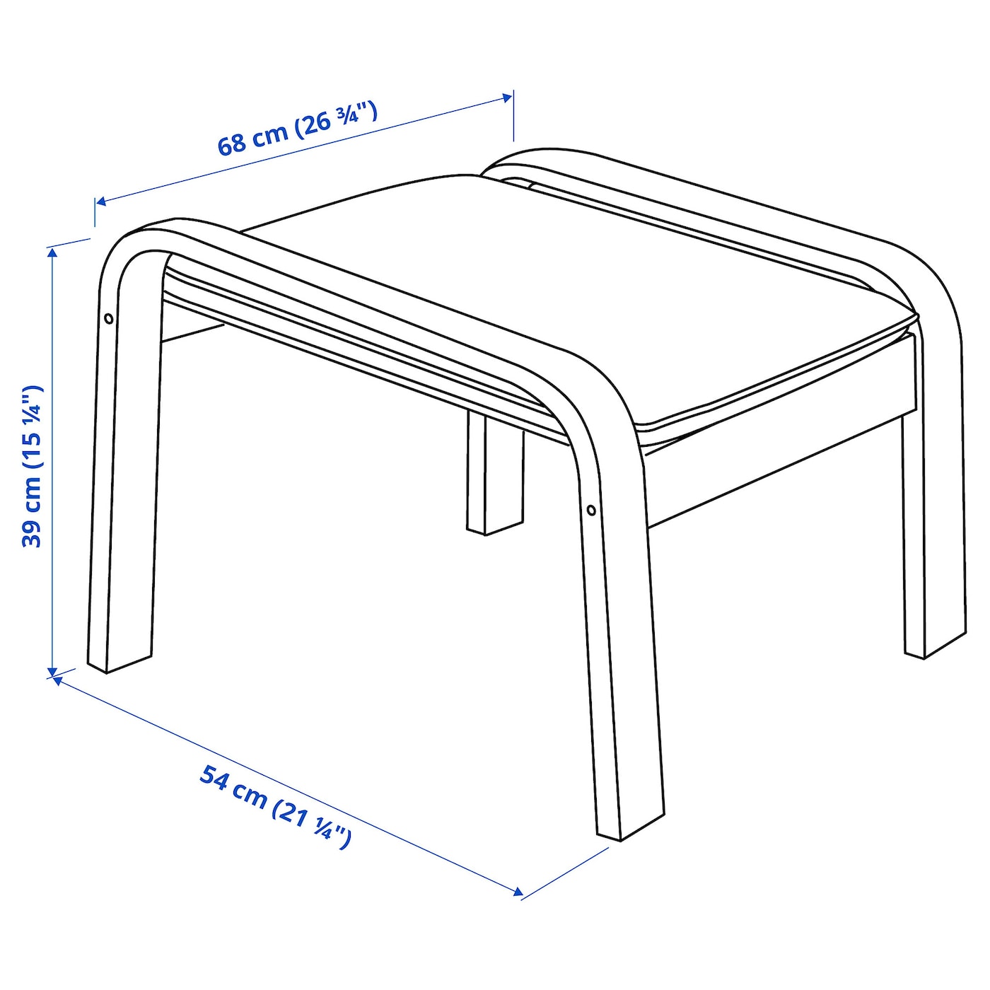 ПОЭНГ Пуф, дубовый шпон светлый/Глянец темно-коричневый POÄNG IKEA