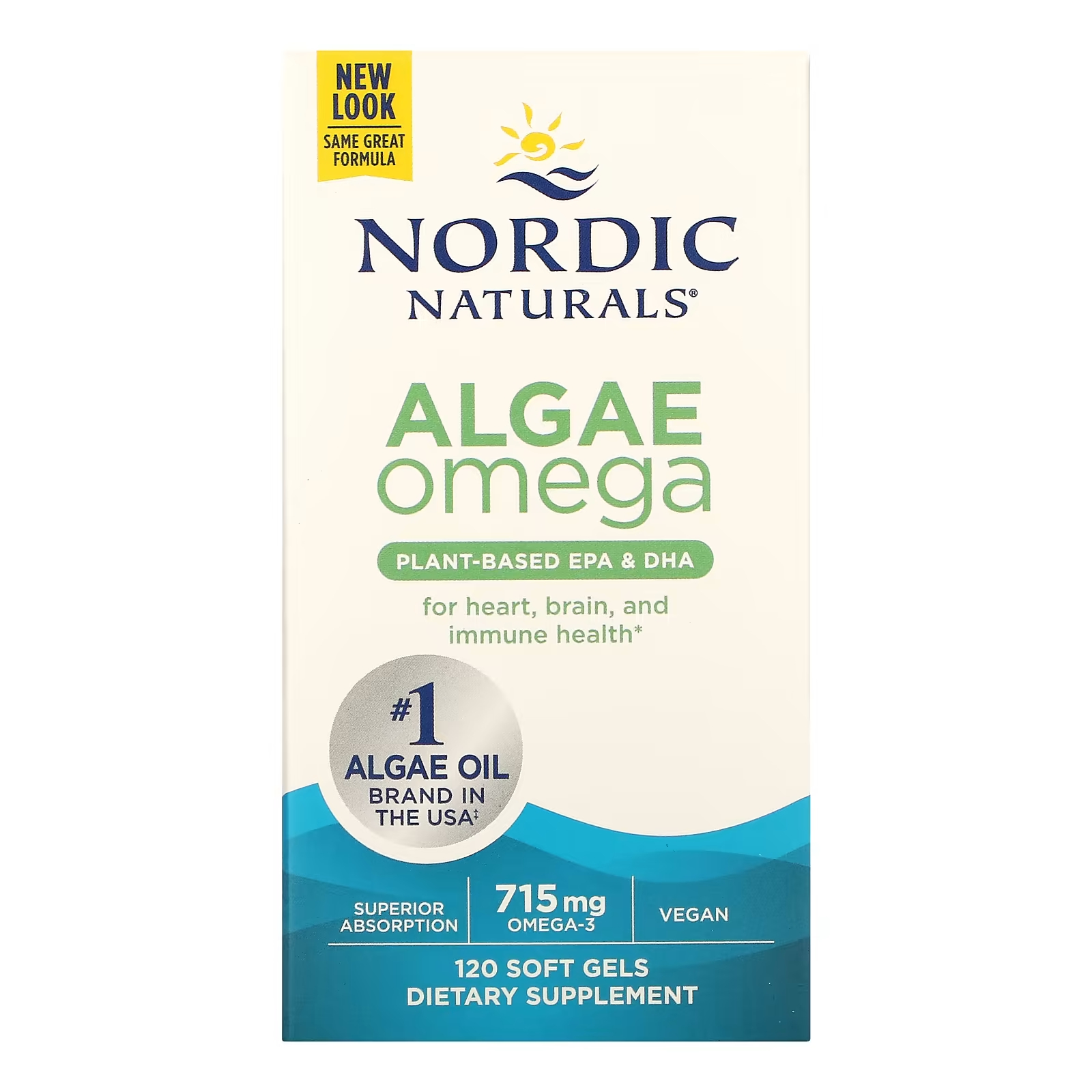 Омега водорослей Nordic Naturals, 715 мг, 120 мягких желатиновых капсул iwi добавка с омега 3 эпк и дгк 60 мягких таблеток
