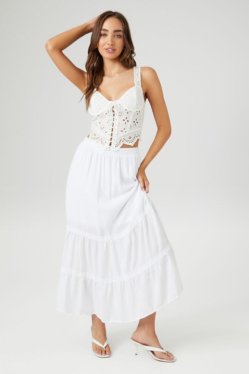 

Многоярусная длинная юбка Forever 21, белый