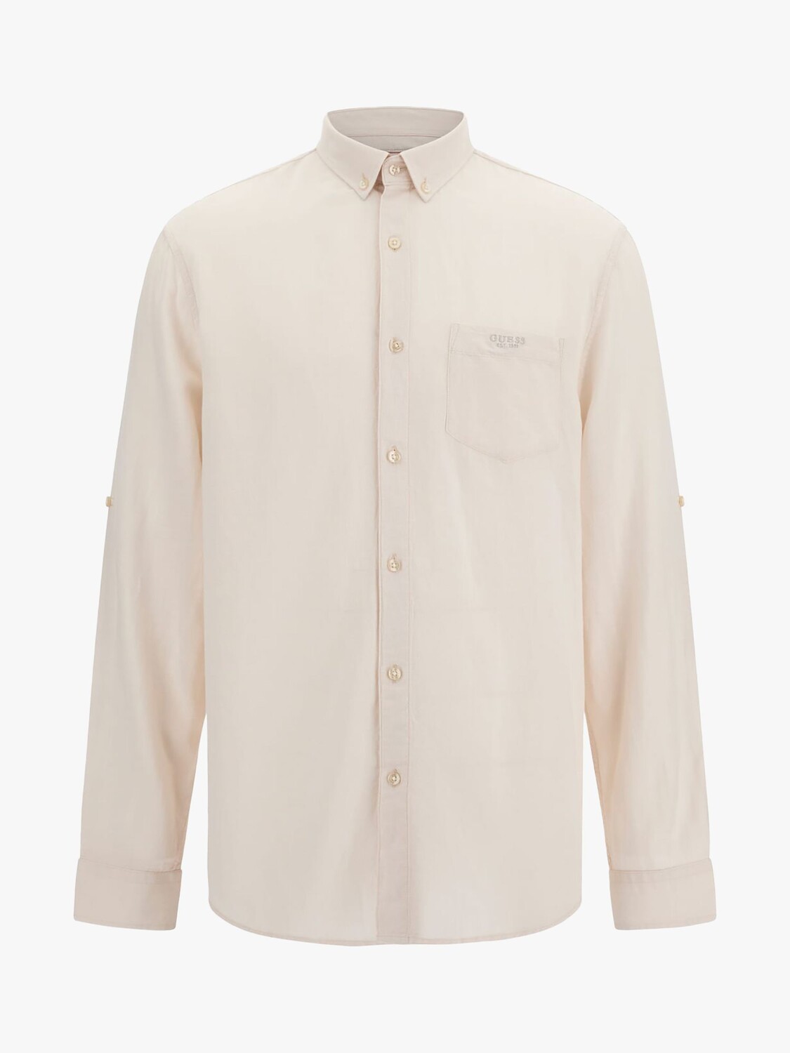 

GUESS Рубашка из смесового льна с длинными рукавами, приглушенный камень