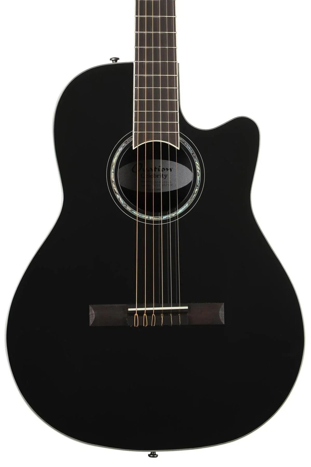 

Классическая акусто-электрическая гитара Ovation Celebrity Standard CS24C-5G средней глубины — черная