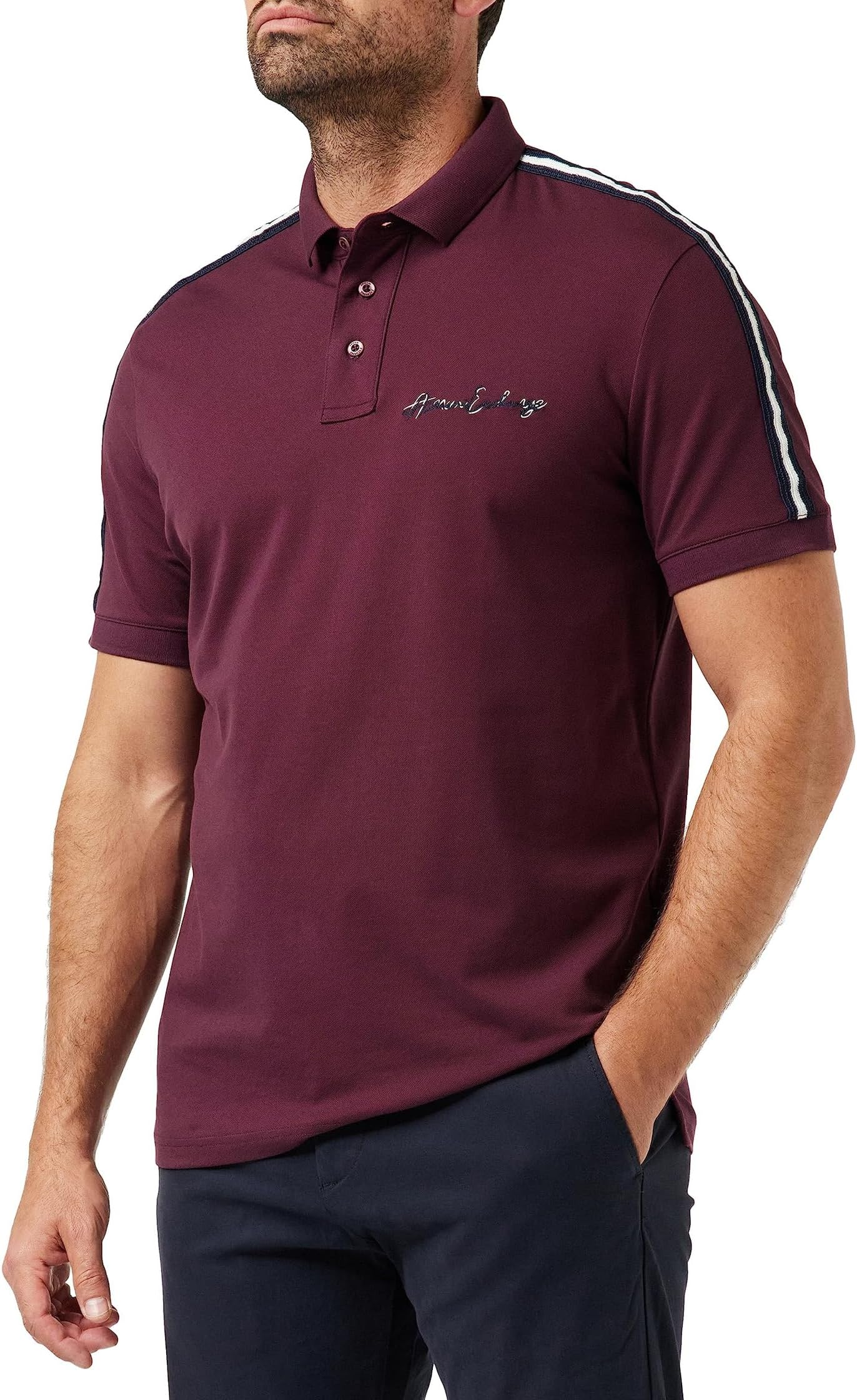 рубашка поло cotton printed polo shirt armani exchange цвет black ued triangle Рубашка-поло Piquet Polo Shirt Armani Exchange, цвет Winetasting