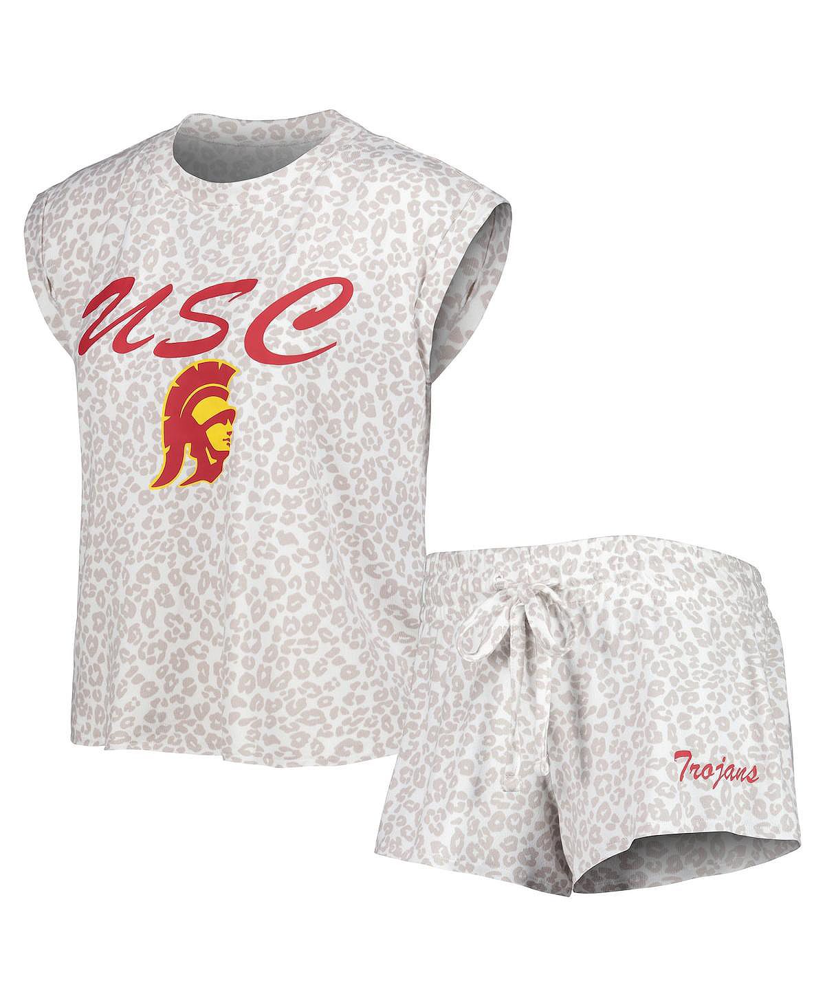 Женский кремовый комплект для сна из футболки и шорт USC Trojans Montana Concepts Sport