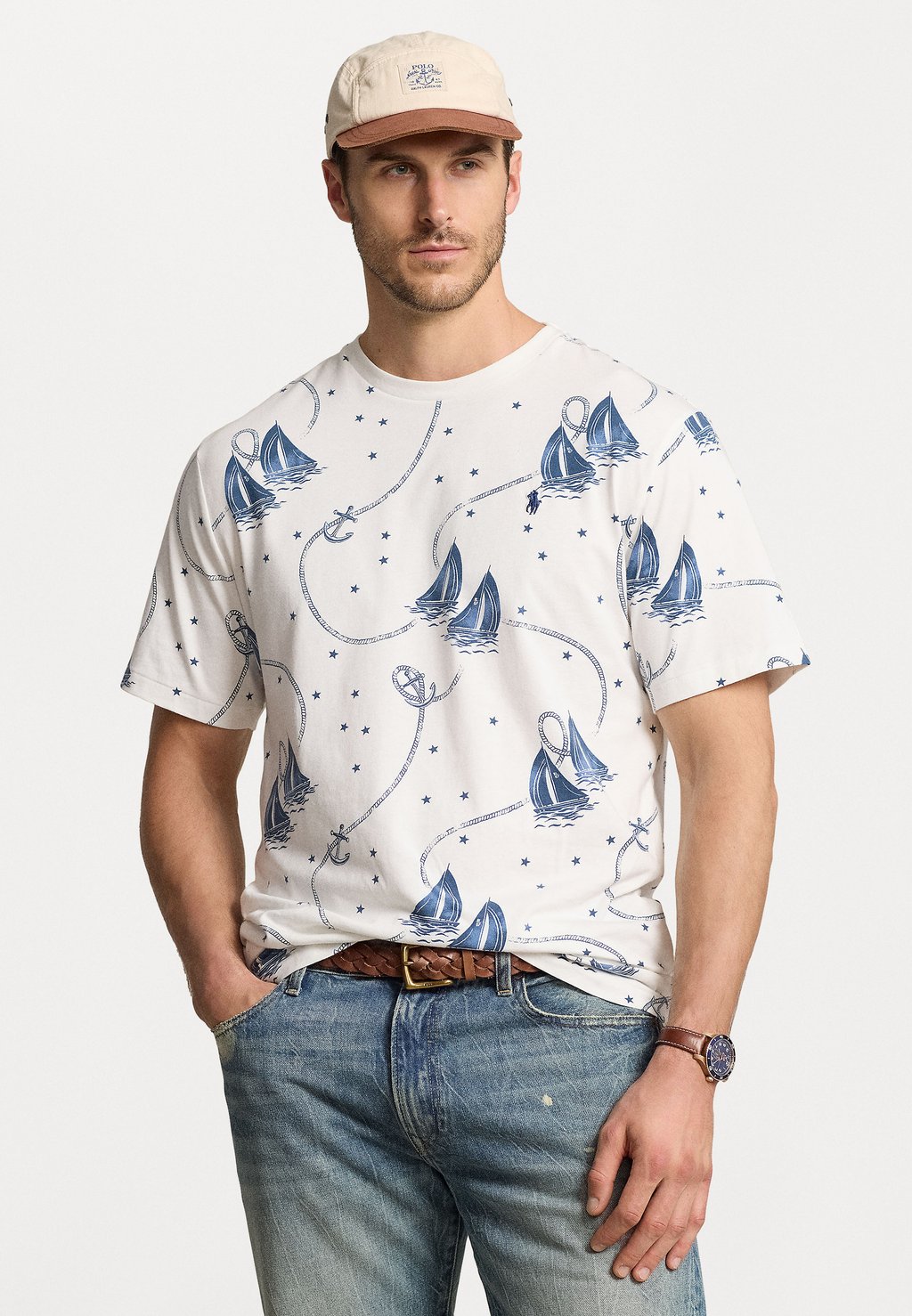 

Футболка с принтом NAUTICAL PRINT JERSEY T-SHIRT Ralph Lauren, белый