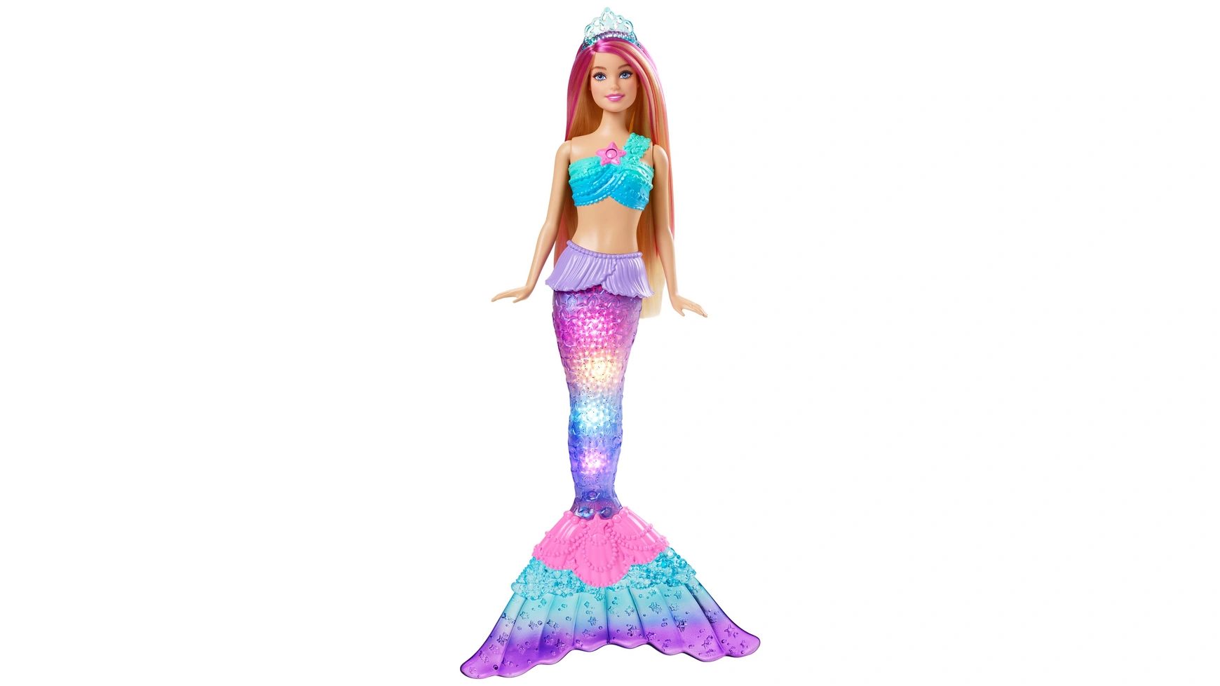 Кукла Barbie Волшебная светящаяся русалка (загорается), Barbie Dreamtopia волшебная принцесса русалка с меняющим цвет осьминогом playmobil