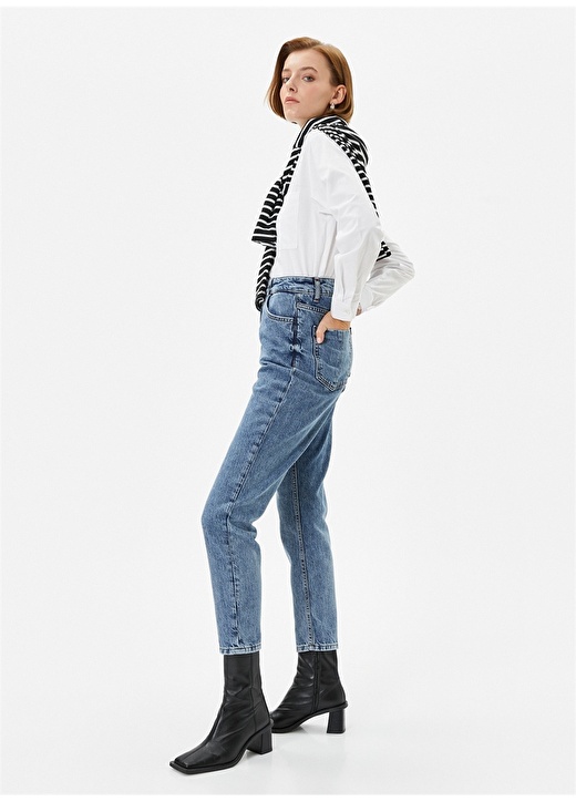 Облегающие женские джинсовые брюки цвета индиго с нормальной талией Koton цена и фото