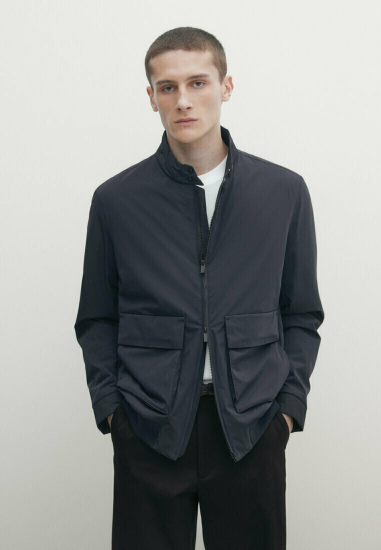 

Куртка межсезонная Massimo Dutti, темно-синяя, Синий