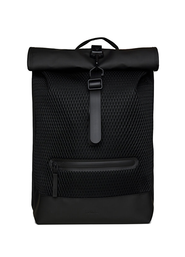 Черный мужской рюкзак с сетчатой текстурой rolltop Rains черный мужской рюкзак rolltop rains