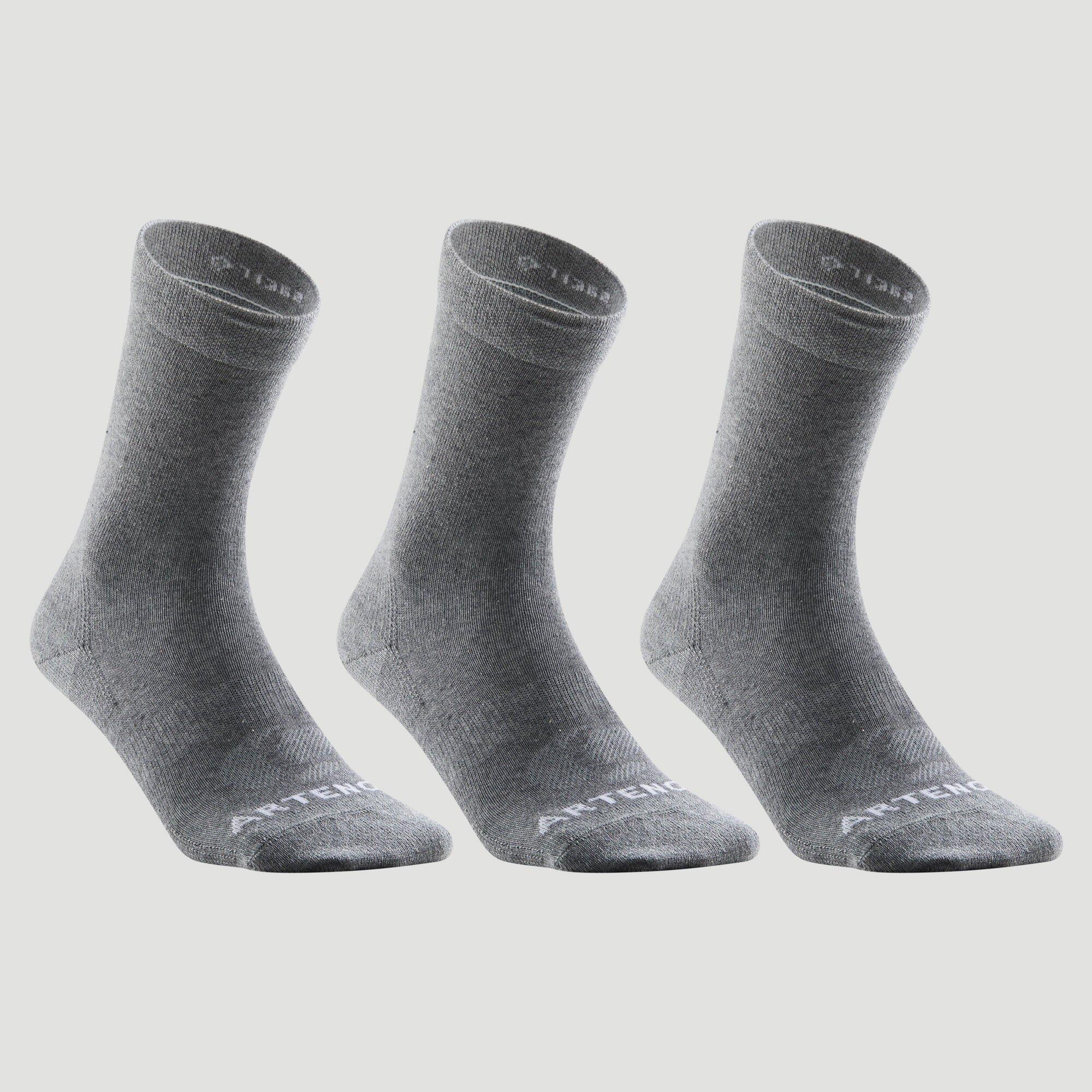 Высокие спортивные носки Decathlon, тройной набор, 160 рупий Artengo, серый