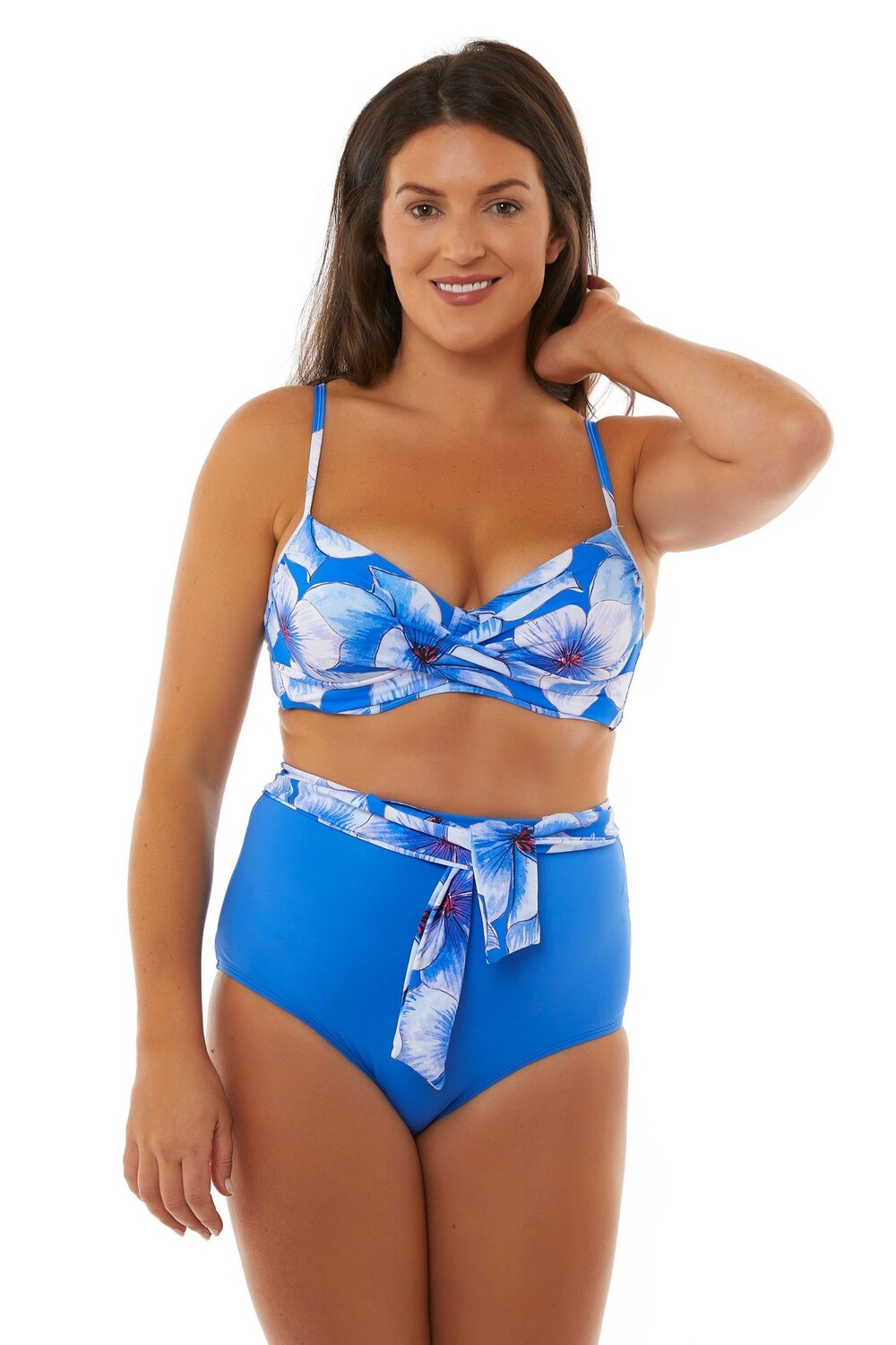 

Синий лиф бикини Eleanor с цветочным узором и на косточках Seaspray, синий
