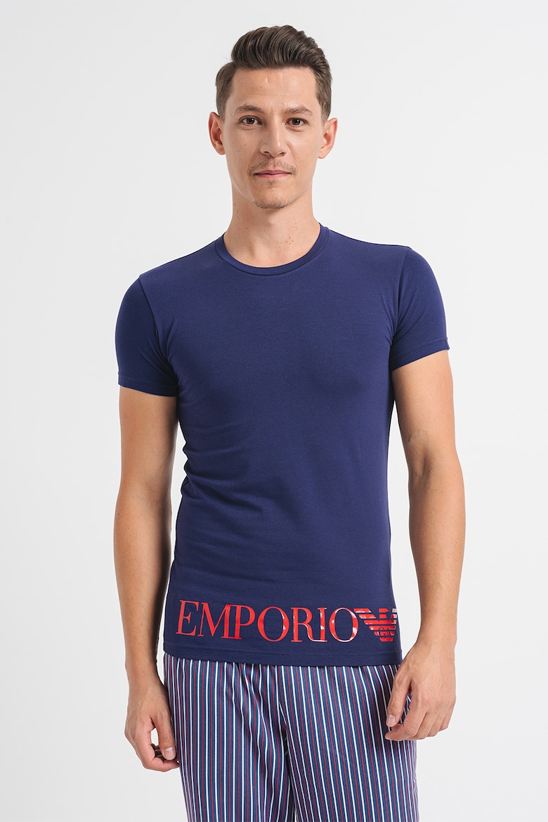 Домашняя футболка с логотипом Emporio Armani Underwear, индиго