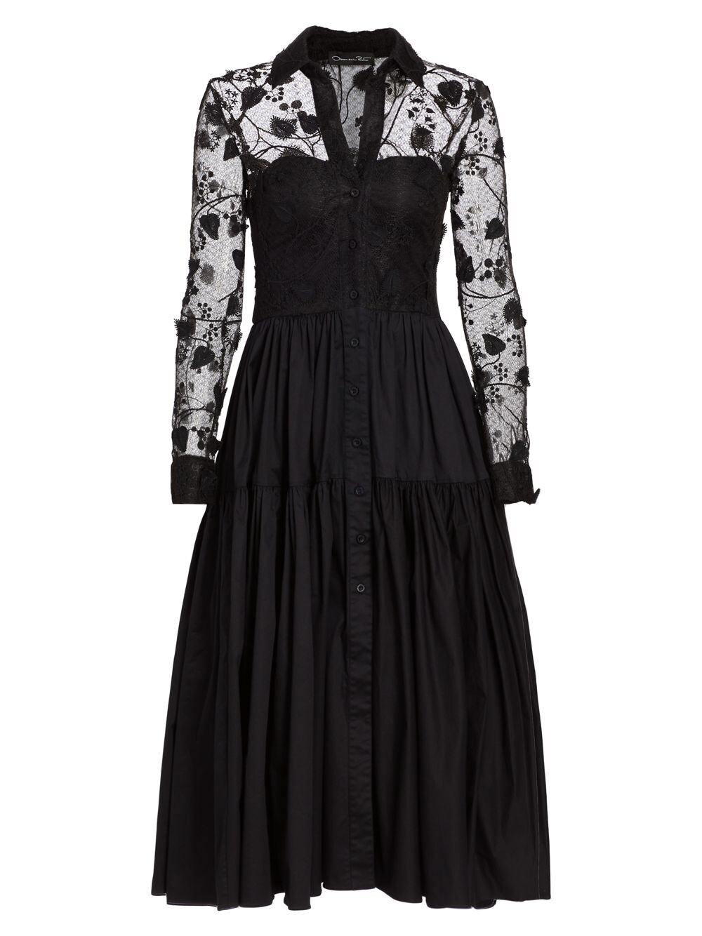 

Платье миди Morning Glory из кружева и хлопка Oscar de la Renta, черный