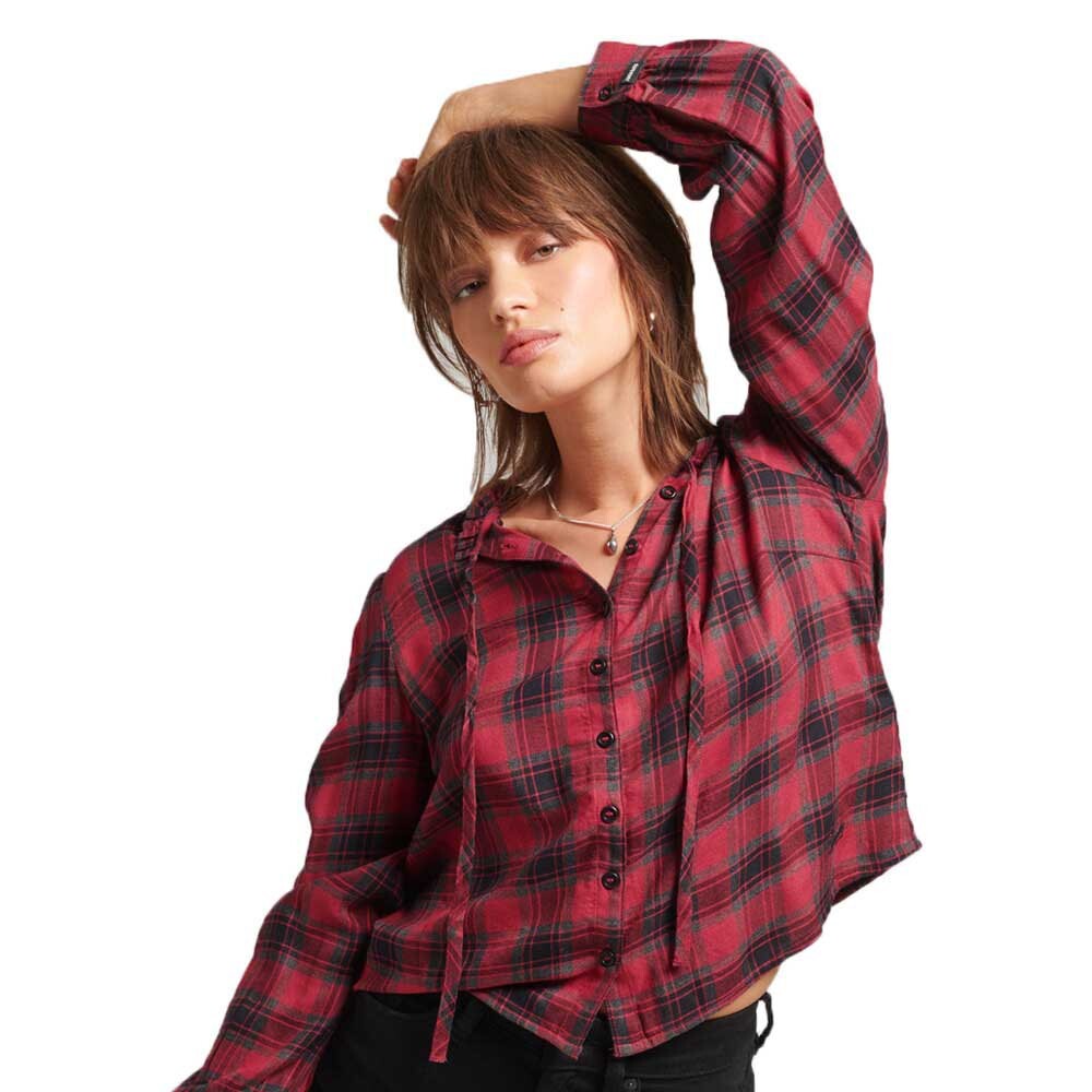 

Рубашка с длинным рукавом Superdry Vintage Ruffle Trim Check, красный