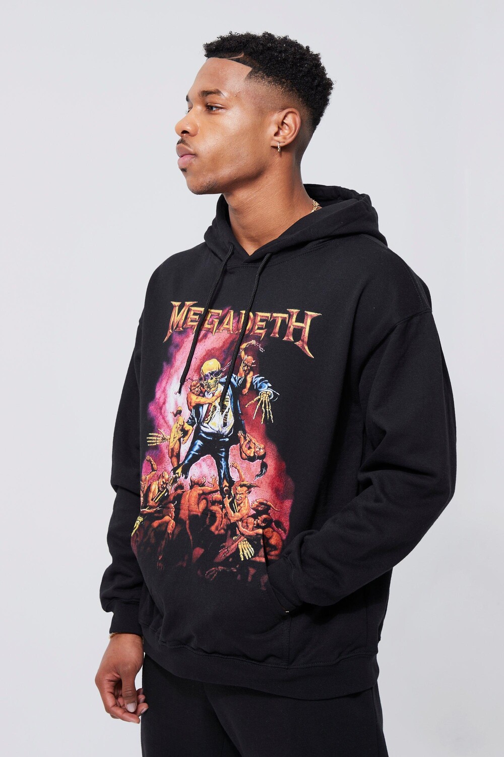 

Оверсайзовая худи megadeth license Boohoo, черный