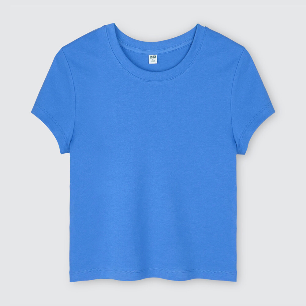 

Женская футболка Uniqlo Hot Girl T короткая, небесно-голубой