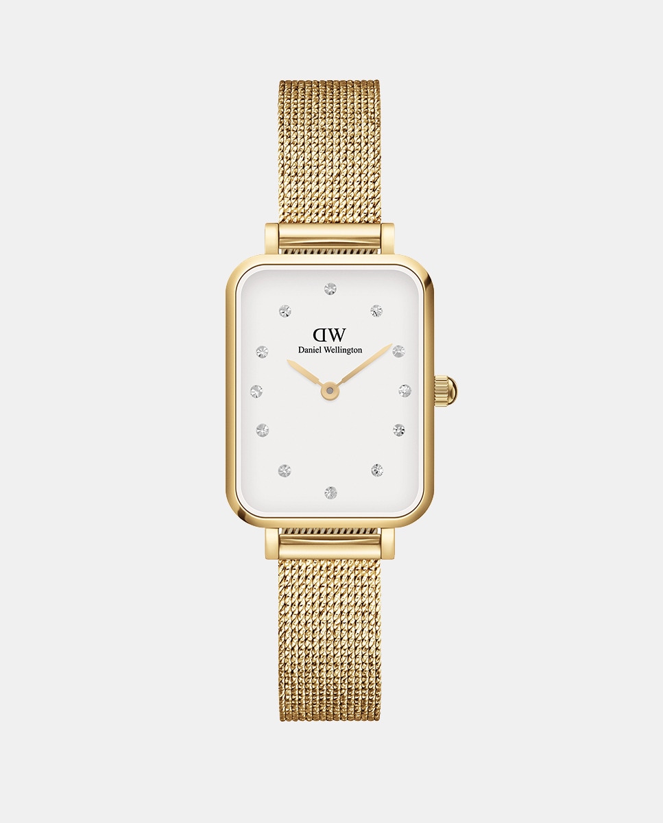 Quadro-Lumine DW00100599 женские часы с золотой стальной сеткой Daniel Wellington, золотой