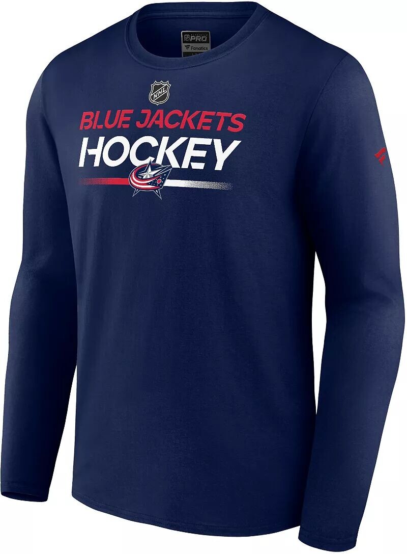 

Темно-синяя футболка с логотипом NHL Columbus Blue Jackets 2023 Authentic Pro Primary