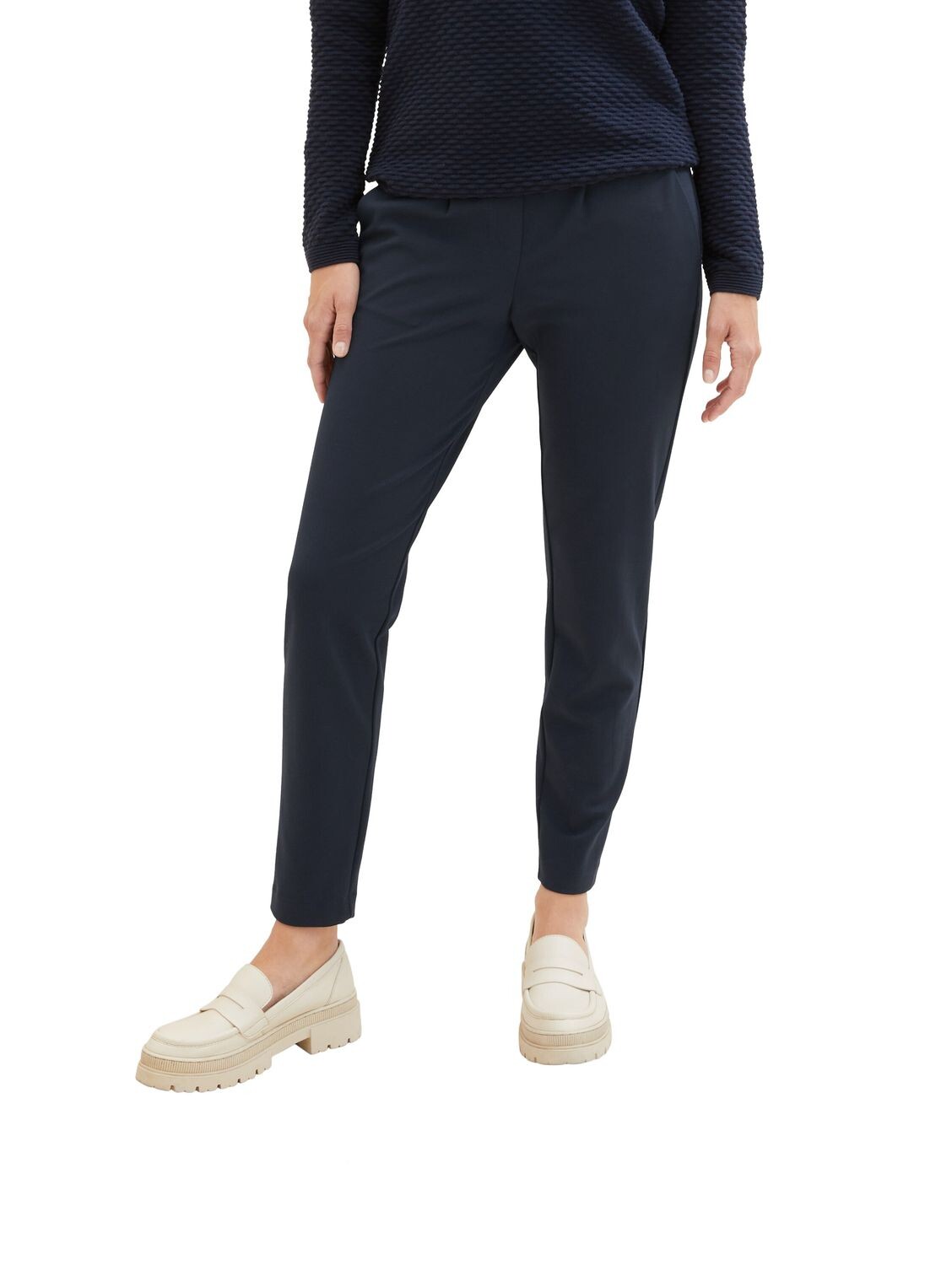 

Брюки Tom Tailor Stoffhose / Chino JERSEY LOOSE ANKLE comfort/relaxed, синий