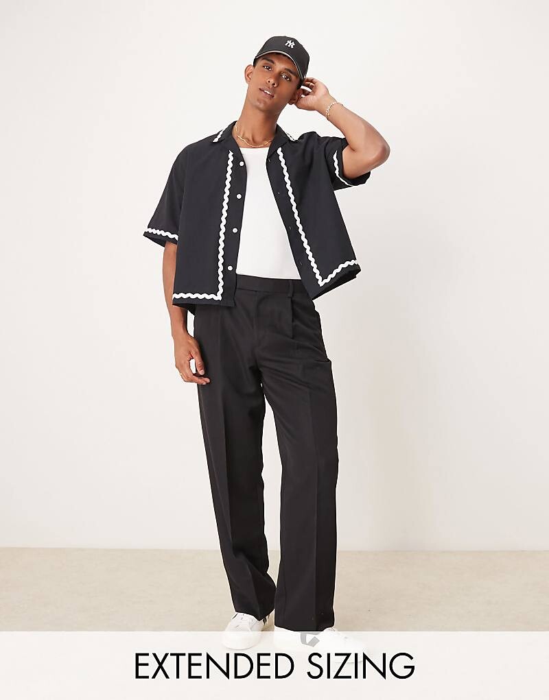 

Черные элегантные широкие брюки со складками ASOS DESIGN