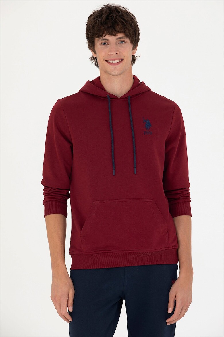 

Хлопковая толстовка с карманом-кенгуру U S Polo Assn , бургундия