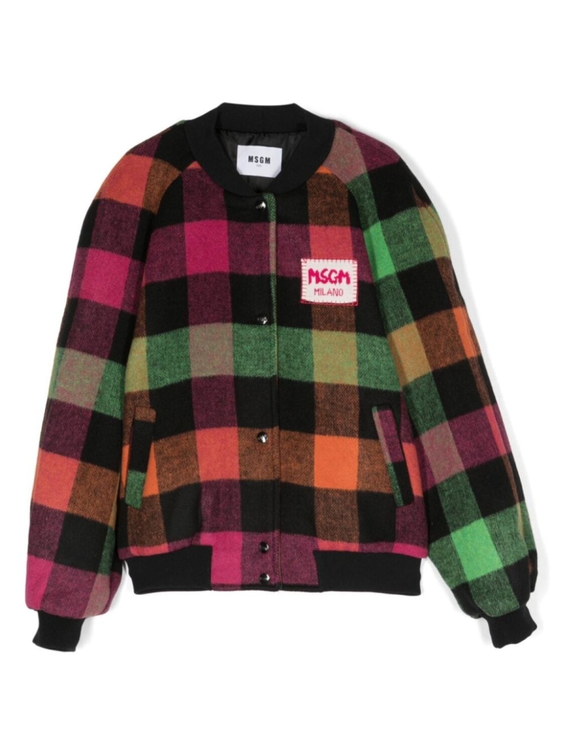 

MSGM Kids клетчатый бомбер на кнопках, черный