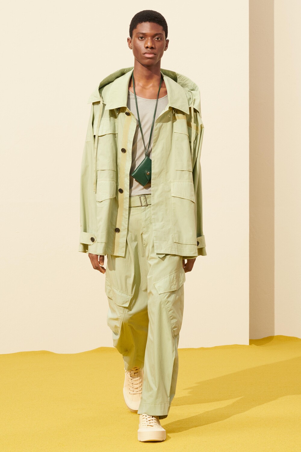 

Парка оверсайз из эластичной хлопковой ткани ZARA, светло-синий