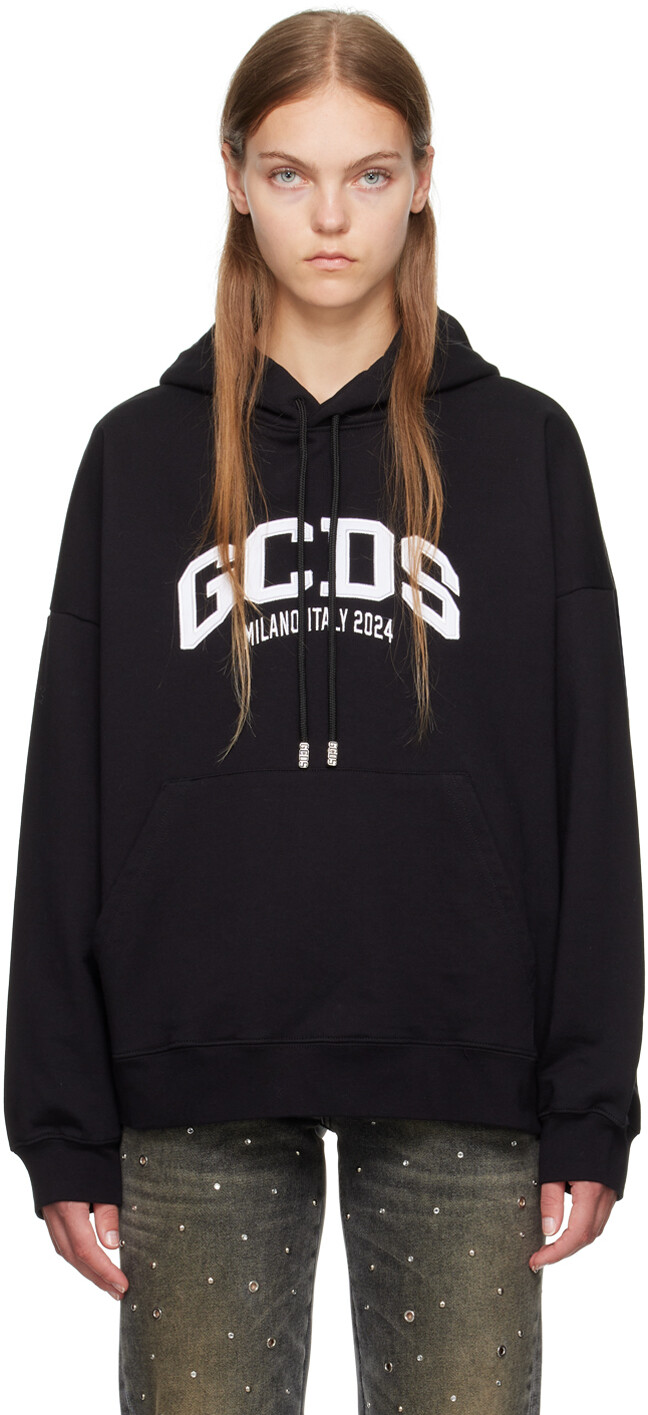 

Черный свободный худи GCDS