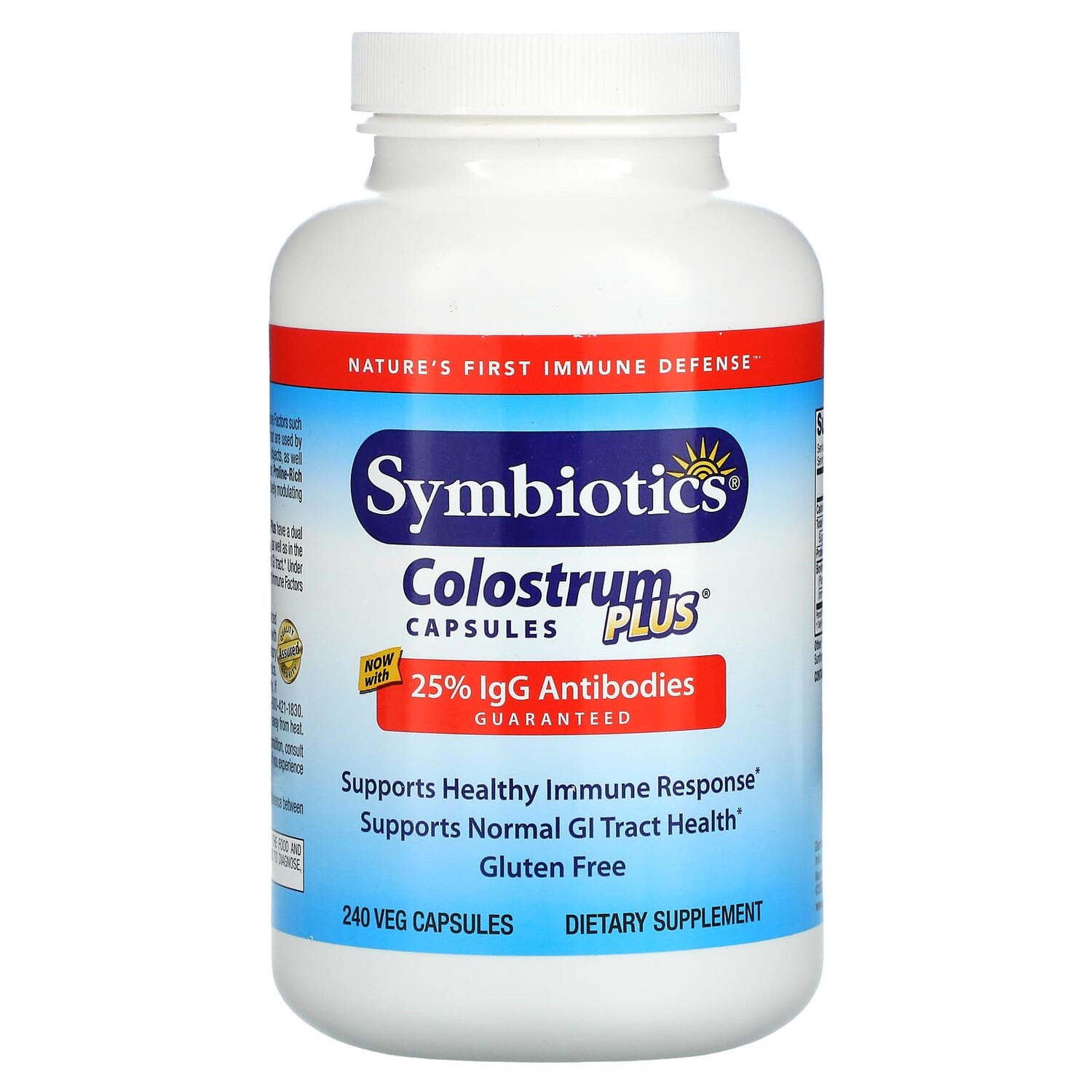 

Colostrum Plus, молозиво, 240 вегетарианских капсул, Symbiotics