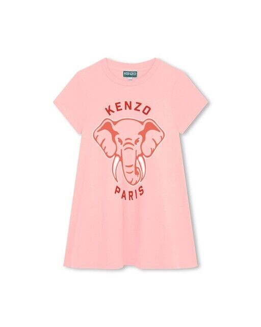 

Платье с короткими рукавами и рисунком спереди на девочку Kenzo Kids, розовый