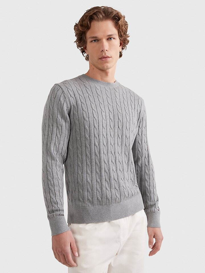 

Однотонный вязаный свитер с круглым вырезом Tommy Hilfiger