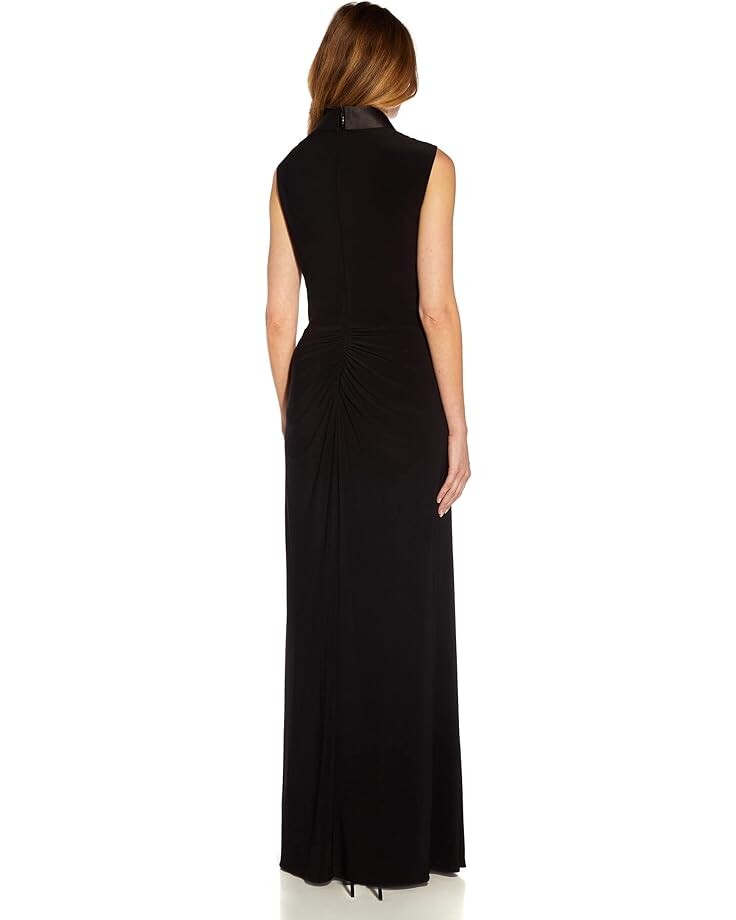 

Платье Adrianna Papell Sleeveless Twist Front Stretch Jersey Tuxedo Gown, черный