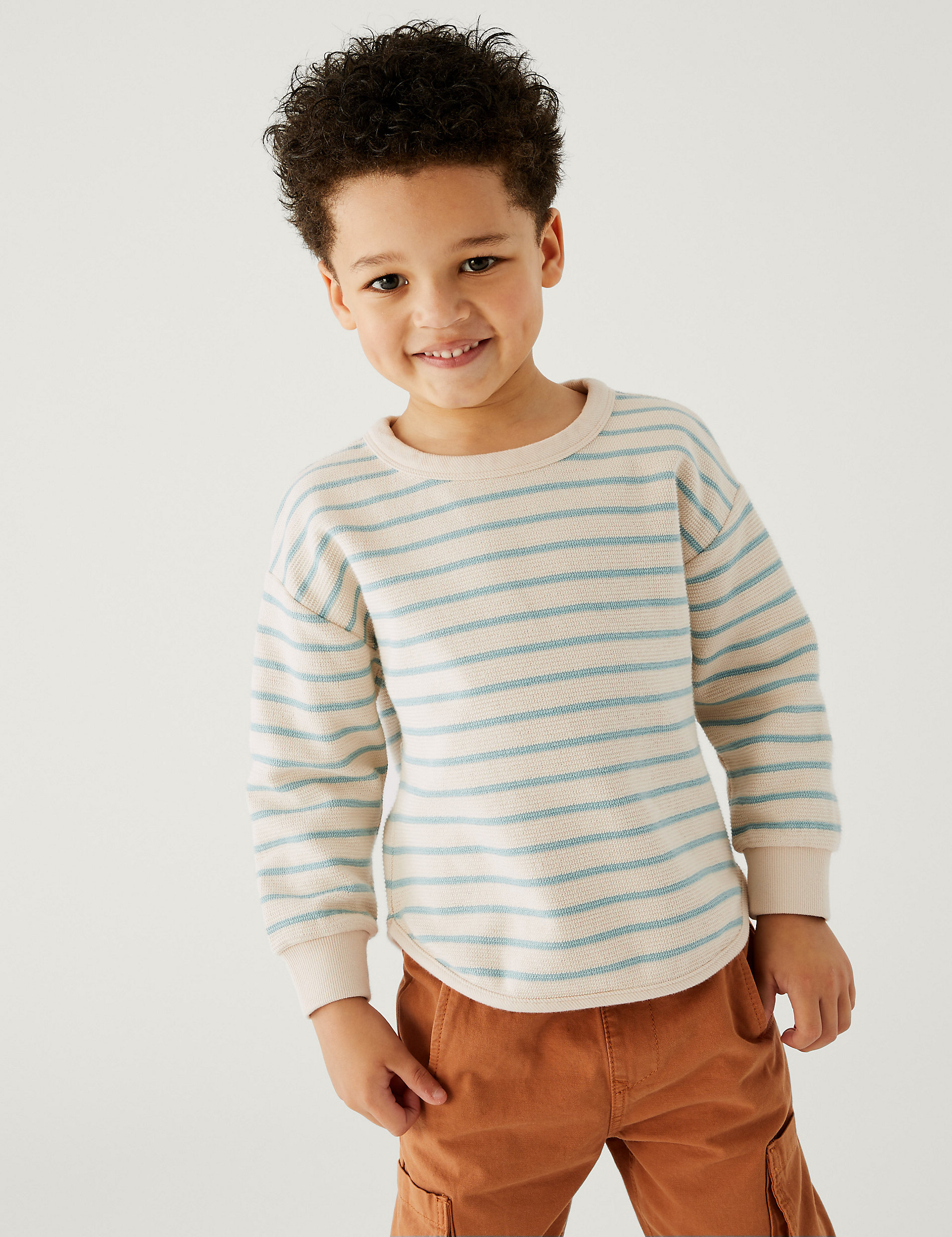Хлопковый свитшот в полоску (2–8 лет) Marks & Spencer