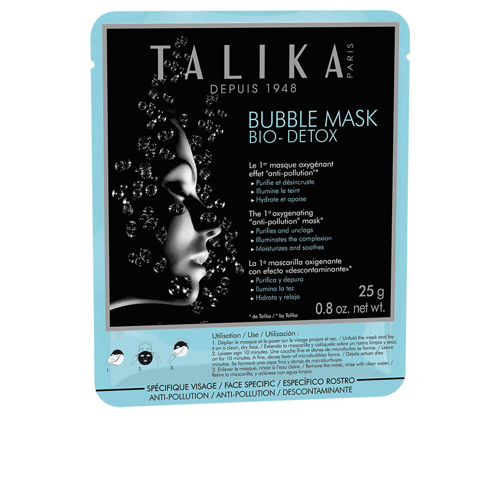 Маска для лица Bubble bio detox anti-pollution mask Talika, 25 г маска для лица biohelpy маска пленка для лица детокс очищающая для проблемной кожи