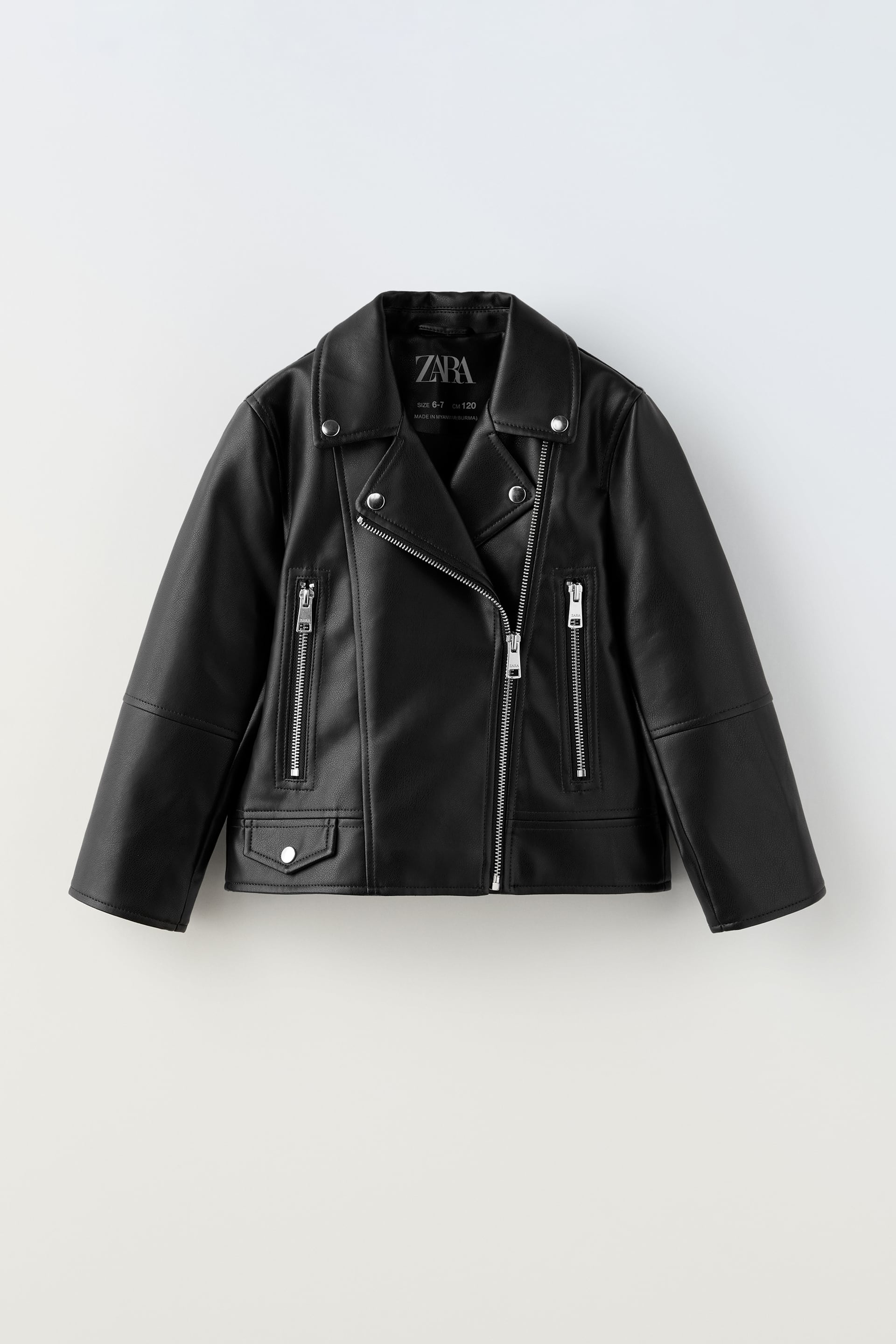 Байкерская куртка Zara, черный женская куртка из натуральной овечьей кожи черная длинная офисная куртка с отложным воротником длинными рукавами 3xl весна размера плюс