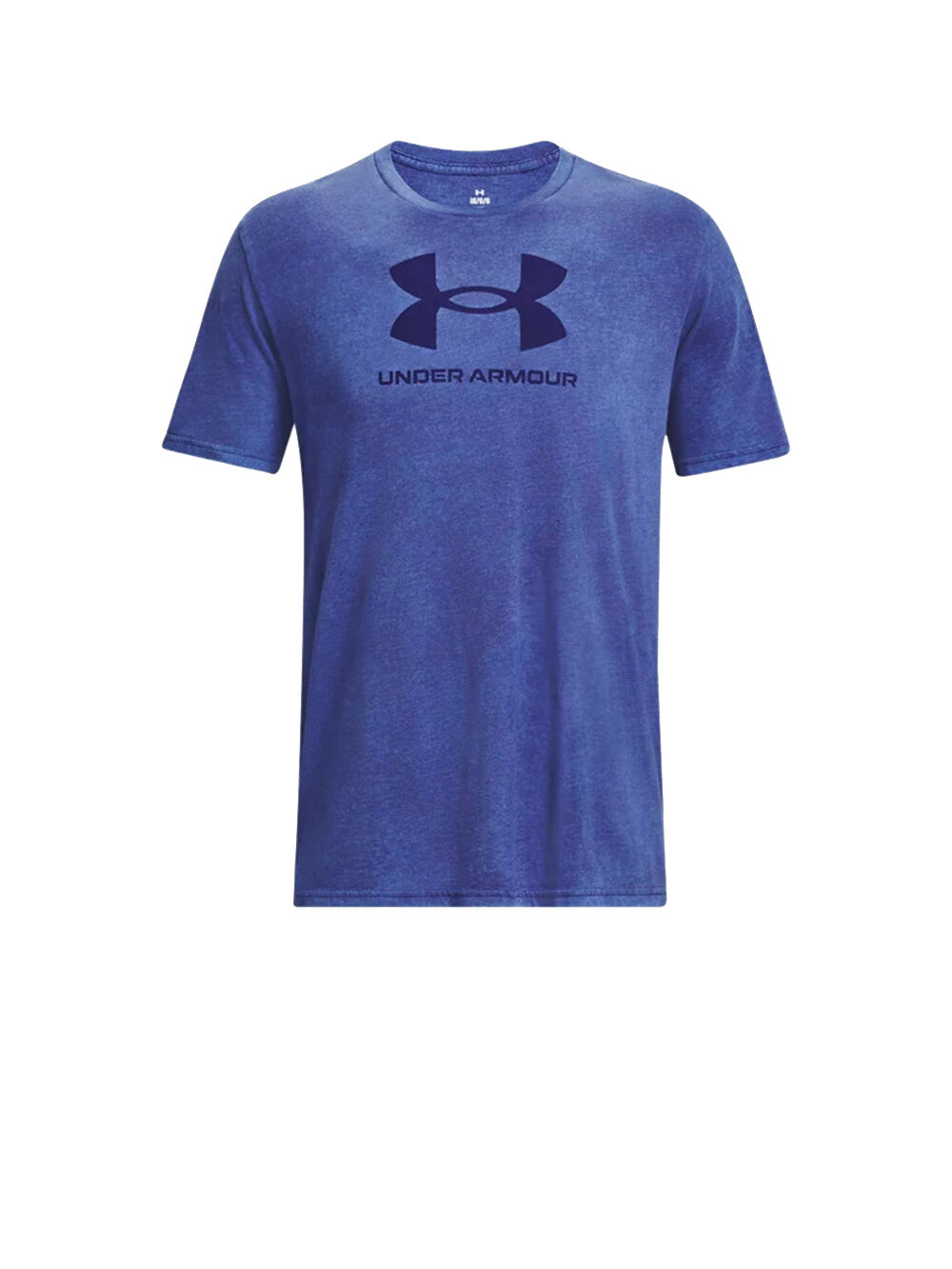 

Синяя мужская футболка с круглым вырезом и логотипом Under Armour