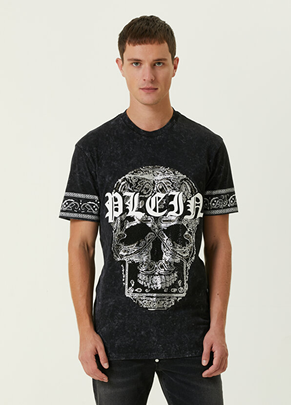 

Черная футболка с вышивкой stoned skull Philipp Plein, Черный