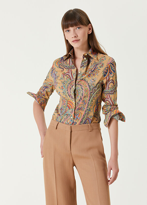 

Бежевая рубашка с узором "пейсли" Etro