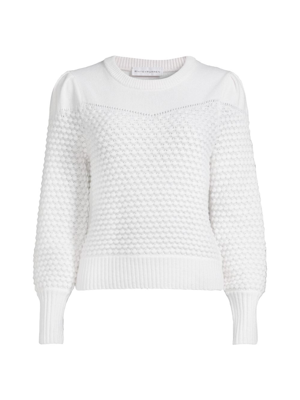 

Кашемировый свитер круглой вязки White + Warren, белый