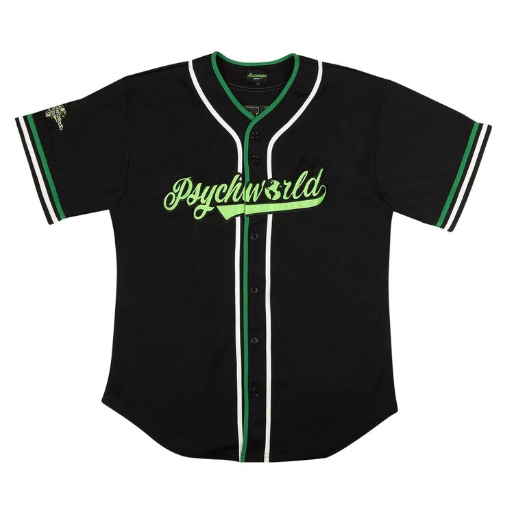 

Рубашка Psychworld Baseball 'Black/Green', черный
