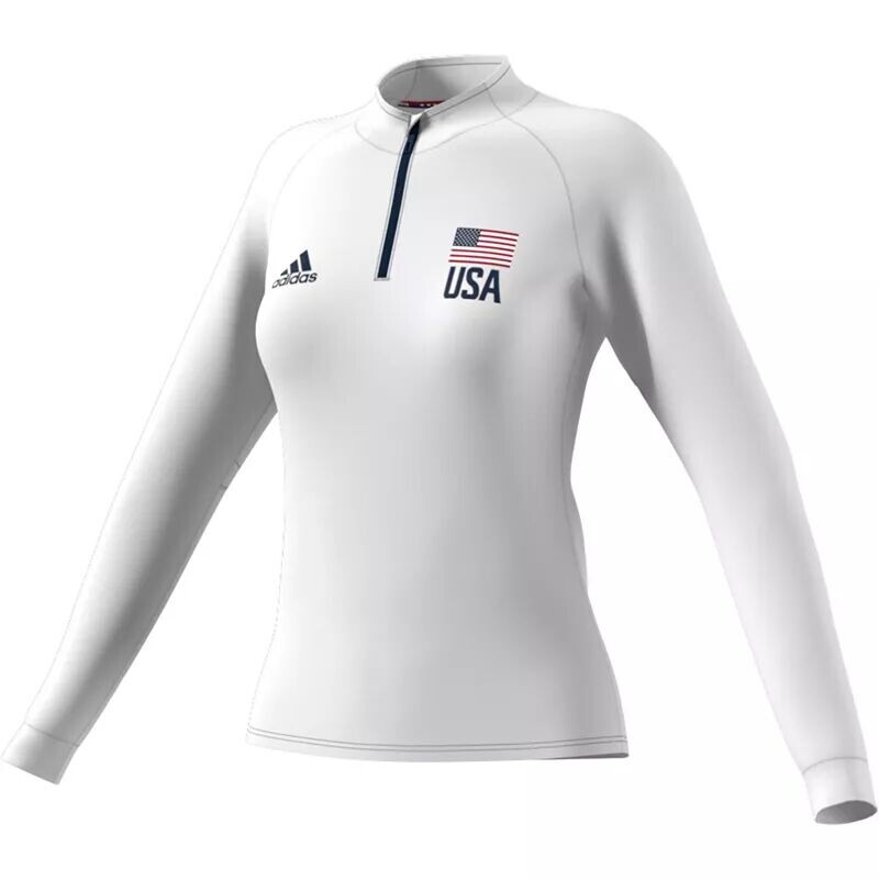 

Женская волейбольная майка Adidas USA с молнией 1/4 Aeroready, белый, Серый