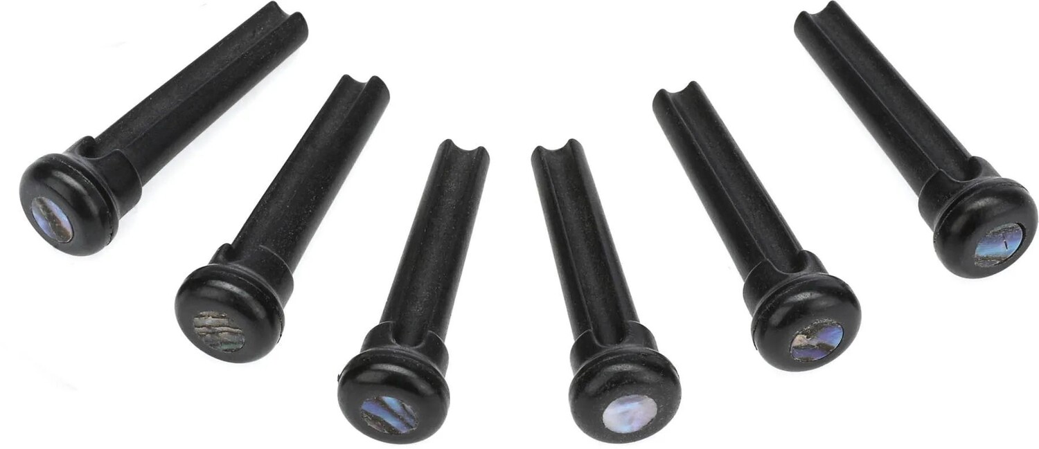 

Graph Tech PP-2000-00 Набор штифтов для перемычки TUSQ Presentation Style — черный, с точечной вставкой из ракушки Paua толщиной 4 мм (набор из 6 шт.)