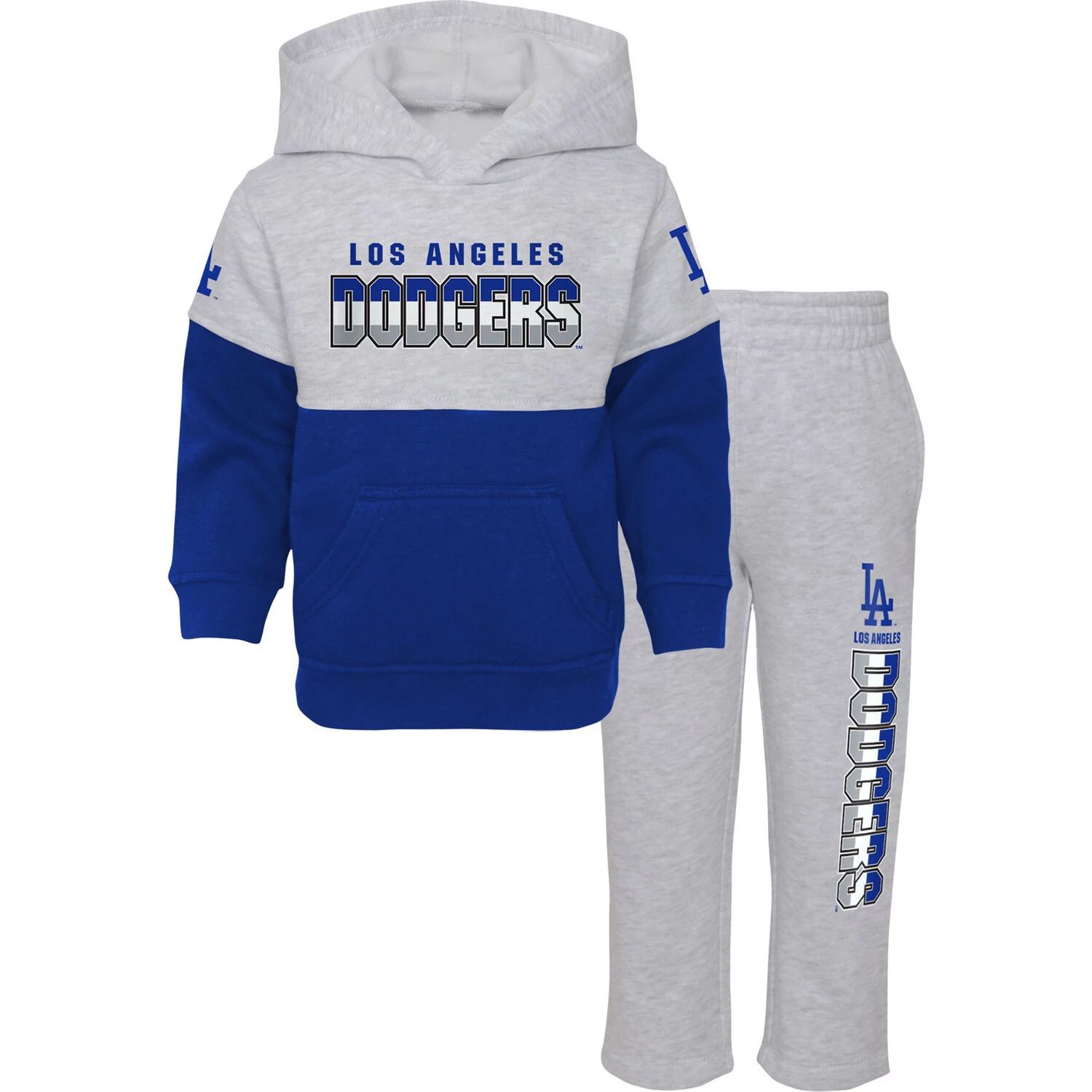 цена Комплект из пуловера с капюшоном и брюк Infant Royal/Heather Grey Los Angeles Dodgers Playmaker Outerstuff