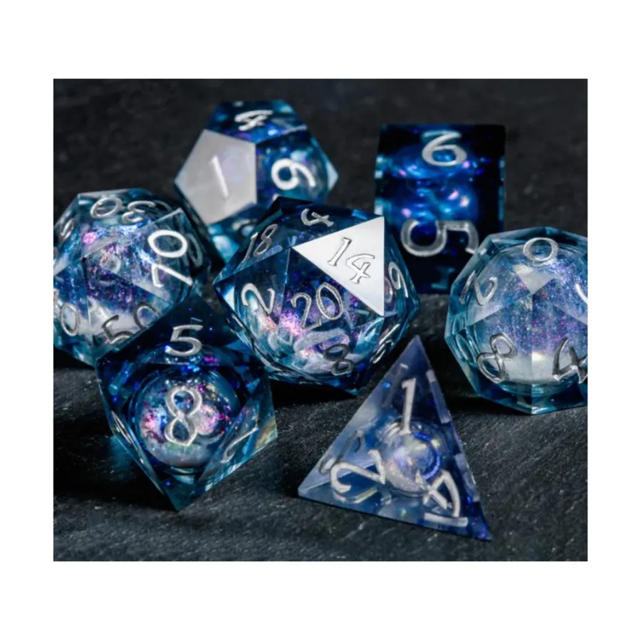 

Набор Liquid Core Poly — темно-синий с серебром (7), Resin Dice (Crystal Maggie)