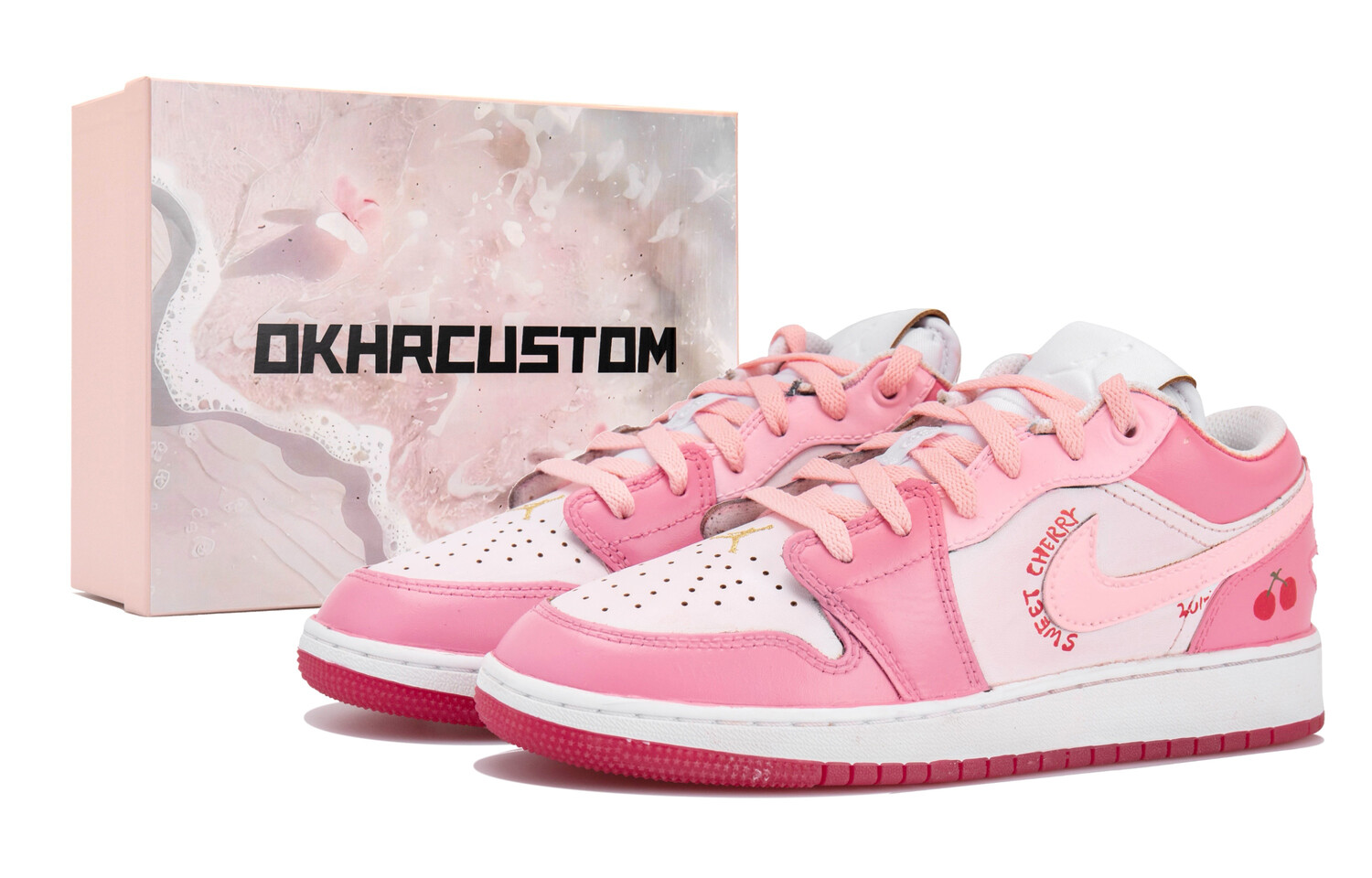 

Кроссовки Air Jordan 1 Vintage Basketball Shoes Women's Low-top White/pink/red, розовый