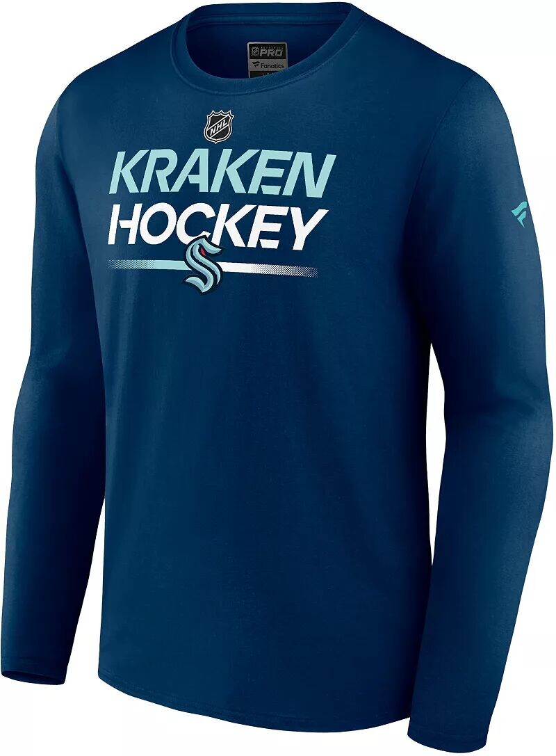 

Темно-синяя футболка с логотипом NHL Seattle Kraken 2023 Authentic Pro Primary