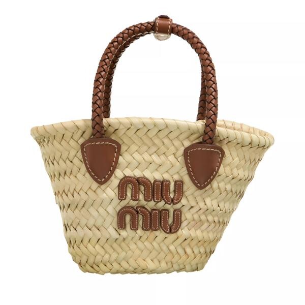 

Сумка-тоут logo lettering straw tote bag Miu Miu, бежевый