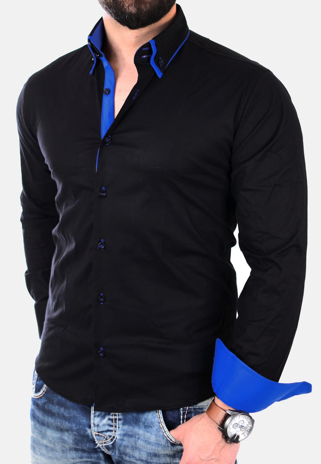 Рубашка Reslad, цвет schwarz/blau