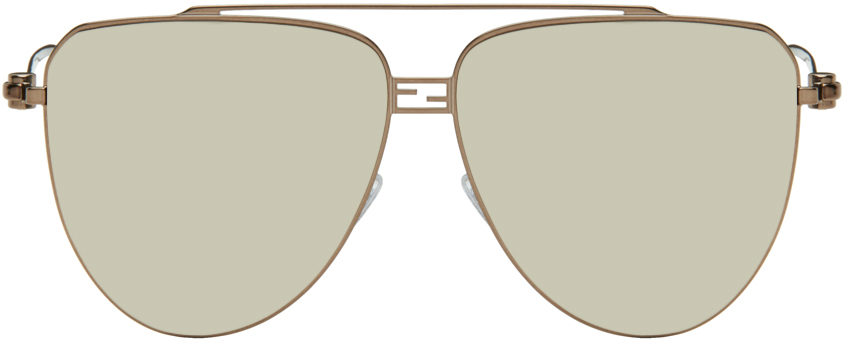 Коричневые солнцезащитные очки-багет Fendi, цвет Shiny light brown